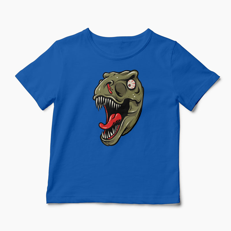 Tricou Dinozaur T-Rex Înfricoșător - Copii-Albastru Regal
